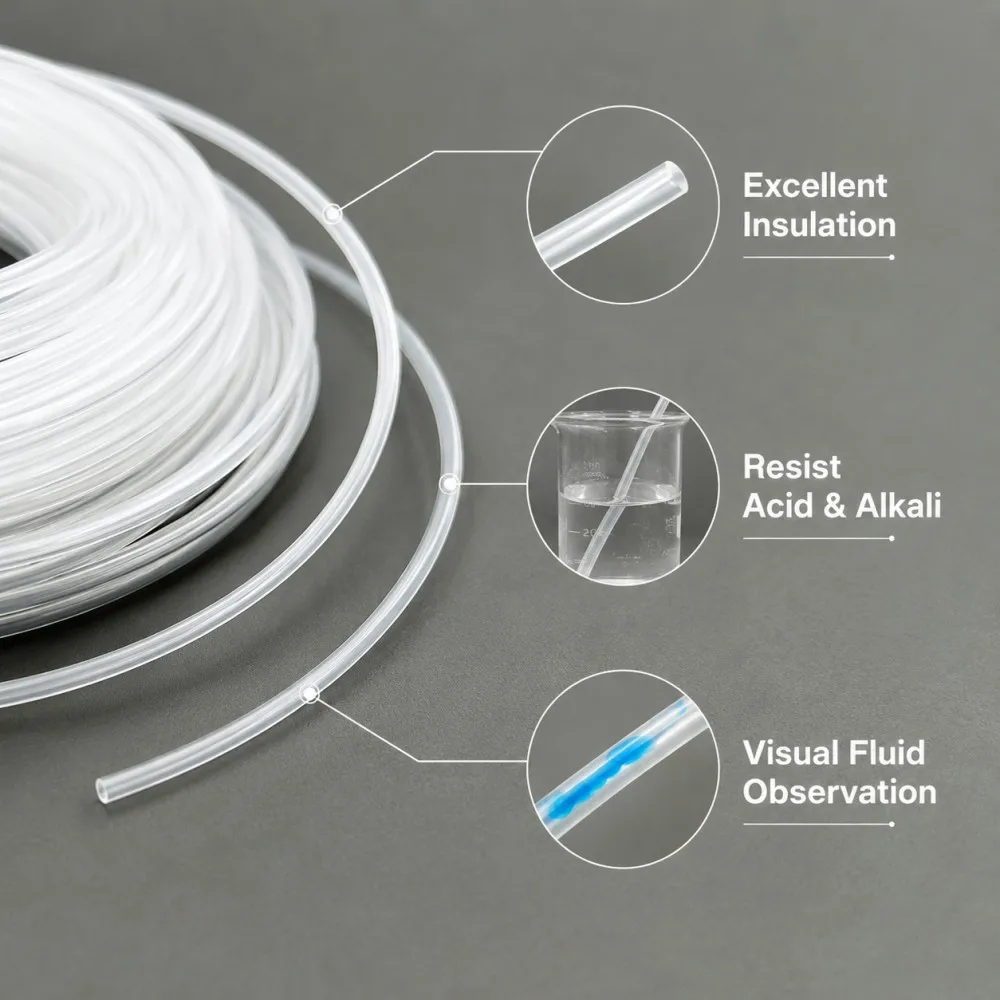 Transparent PTFE Capillary Tube ID 0.8mm-4.35mm High Temperature Resistant Insulation Corrosion Resistant Insulating Tubing
