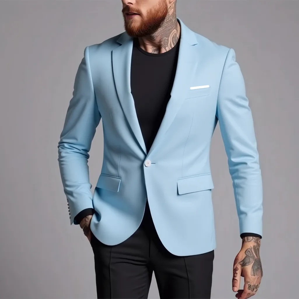 Männer Anzug Business Jacken Dünne Slim Fit Männliche Kleid Blazer Mantel Frühling Herbst Einfache Breasted Hübscher Gentleman Vintage Casual – Detail 5