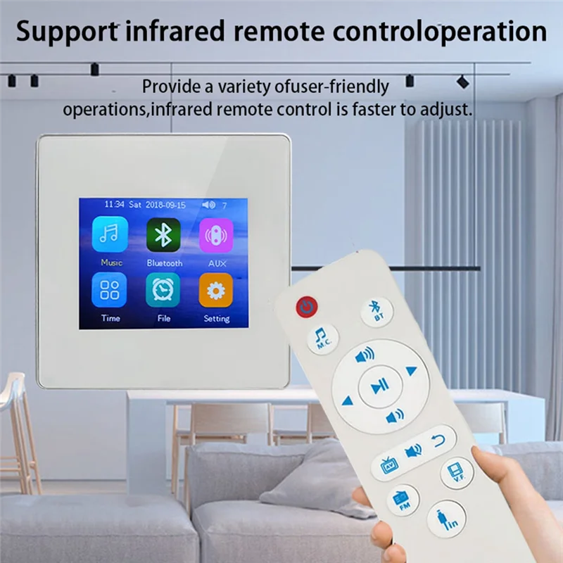 Stilvoller Heimkino-Hifi-Fidelity-Verstärker, integriertes Bluetooth 5.0-Modul, Vollbild-Touch-Digitalverstärker, Schwarz, langlebig, Eas