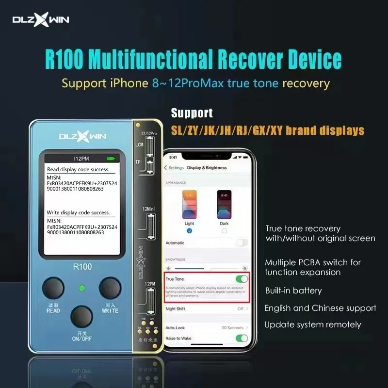 R100 Mulifunctional Recover Device Phone Original Color Recovery Programmer For IP x To 12mini 12Pro Screen True Tone Repair