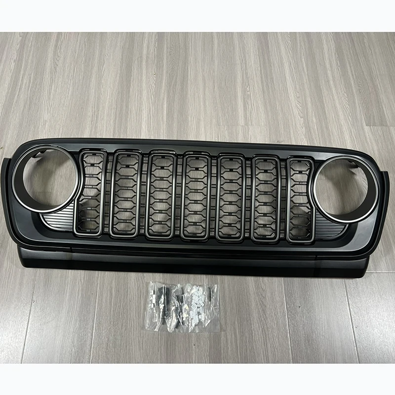 Car accessories new black front grill with camera hole abs grille for jeep wrangler JL 2018+custom