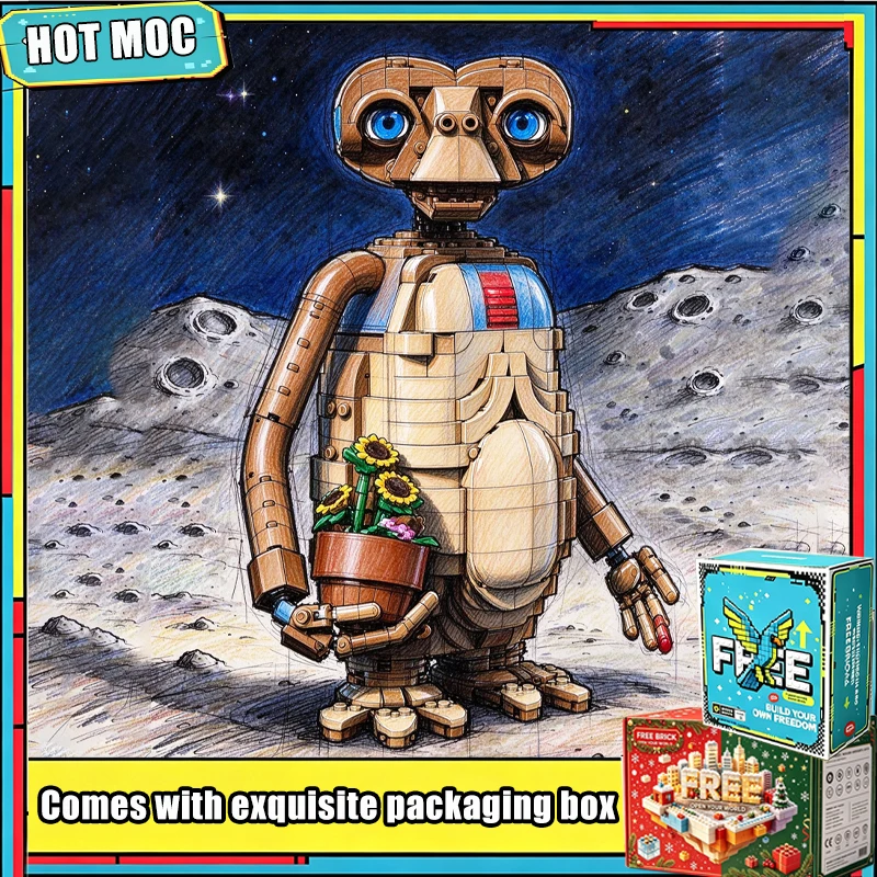 1226 PCS Cute Alien Visitor Figure Model Building Blocks Custom Puzzle Sci Fi Character DIY Assembly Creative Display Toy Gift