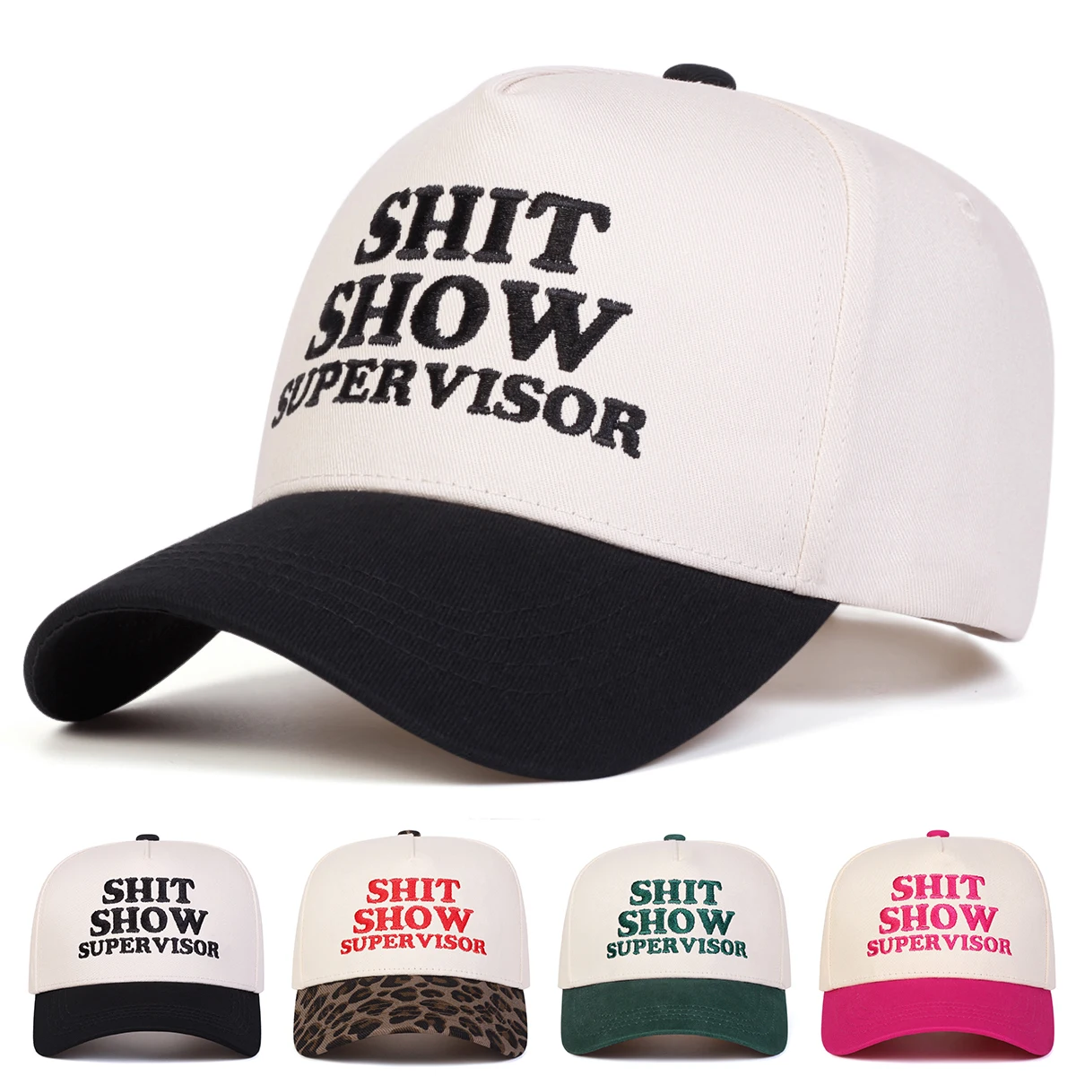 Unisex SHIT SHOW SUPERVISOR Baseballkappen mit Stickerei, für Frühling und Herbst, für den Außenbereich, verstellbare Freizeithüte, Sonnenschutzhut, Sportkappe
