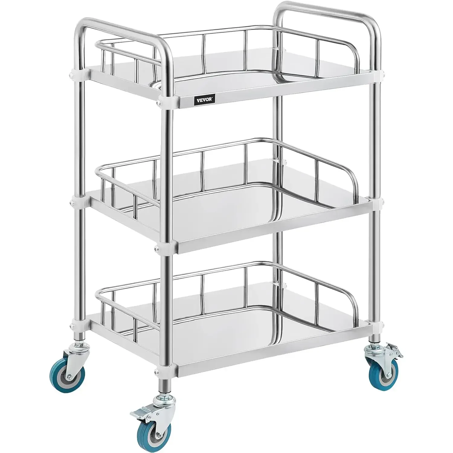 Lab Rolling Cart 3 Shelves Shelf Stainless Steel Rolling Cart Catering Dental Utility Cart Commercial Wheel Dolly Restaurant Din