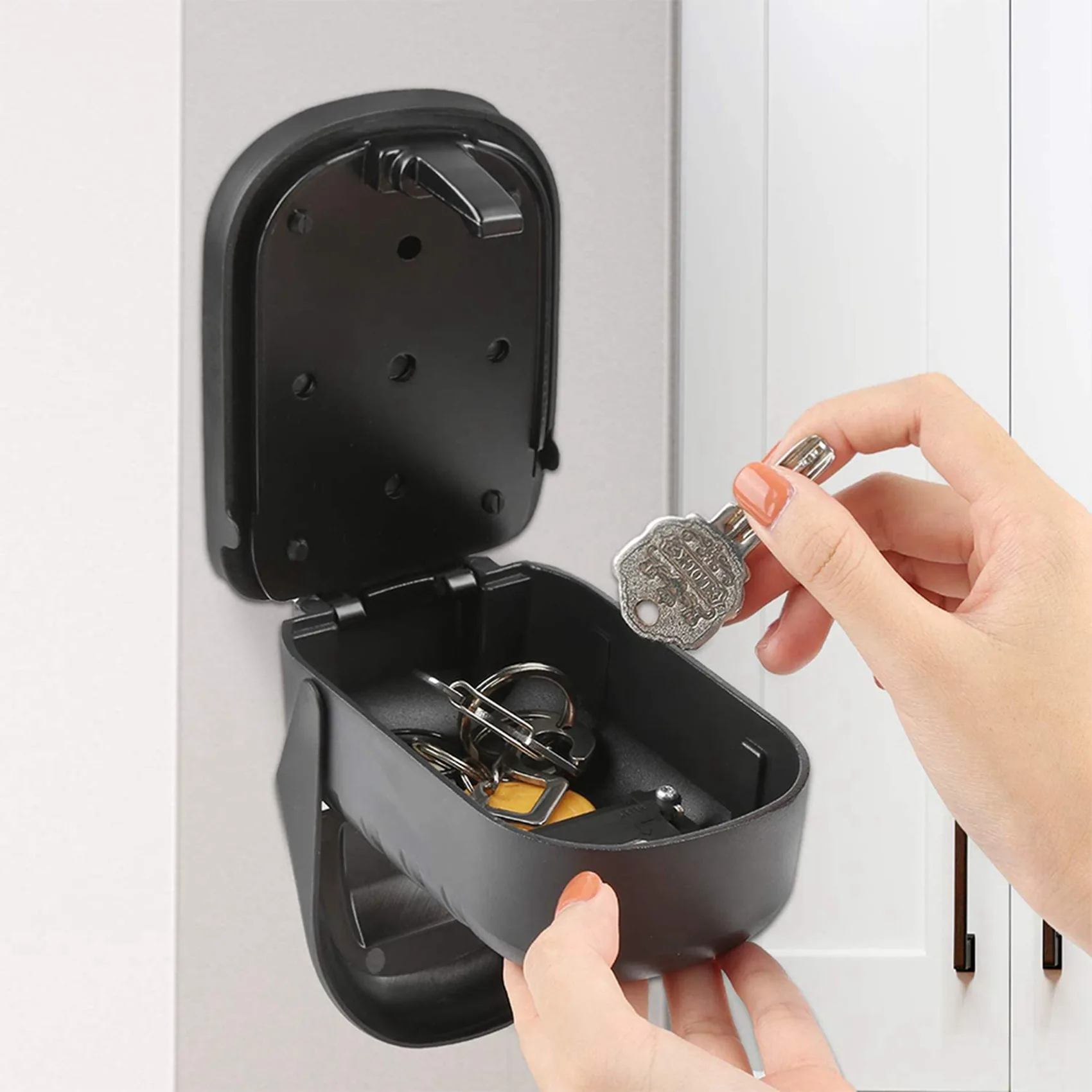 FUFU 2X Key Lock Box Wall Mount 4 Digit Combination Weatherproof Key Storage Lock Box, Large Capacity Security Combo Lockbox