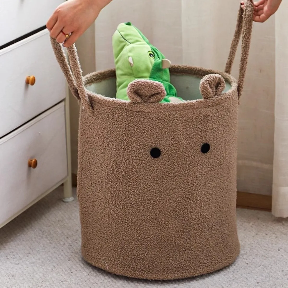 

Thick Plush Cartoon Storage Bin Large Capacity Kids Toy Blocks Organizer Multifunctional Laundry Basket