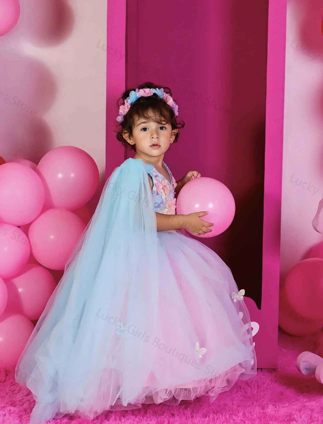 Vestidos de desfile Vintage para niñas, vestidos de cumpleaños sin mangas con chal escalonado, vestidos de fotografía para niñas pequeñas