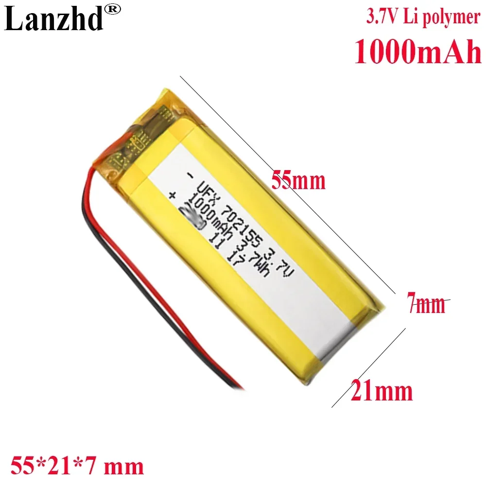 3.7V Li Lithium Polymer Battery 1000mah For Bluetooth speaker Air purifier GPS stick light toy digital Battery beauty instrument