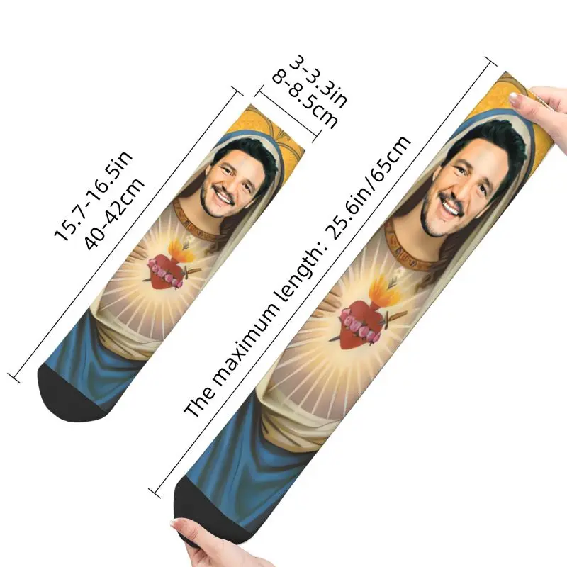 Cool Pedro Pascal Sacred Heart Socks Women Men Warm 3D Print Sports Football Socks