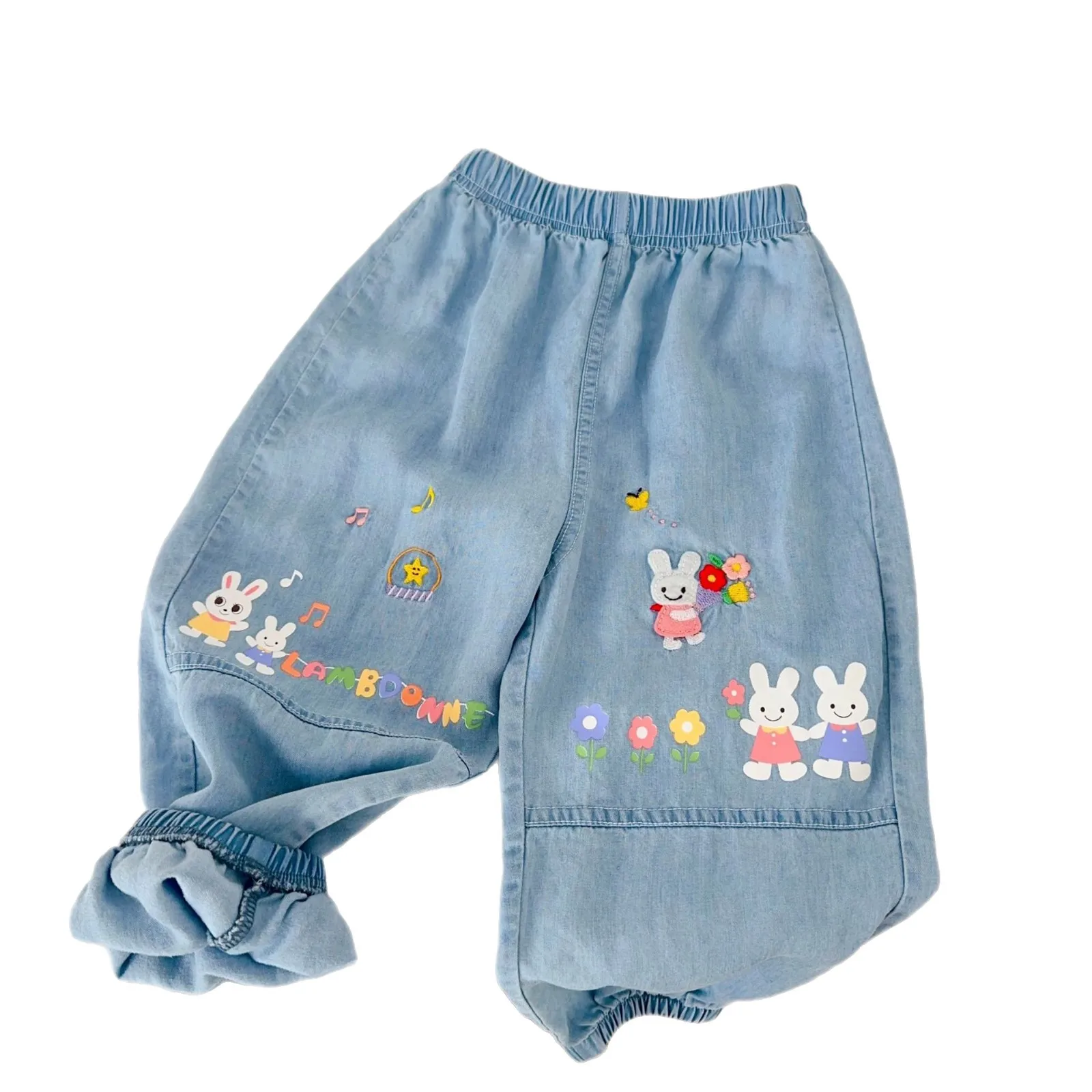 

Children's Mosquito Pants 2025 Summer Miki Tencel Jeans Girls' Pants Cute Cotton Rabbit Summer Pants
