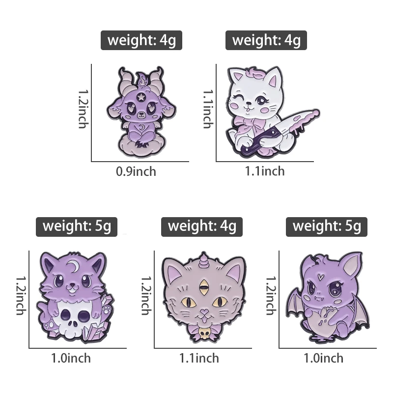 Enamel Pins Custom Skeleton Cat Bat Satan Brooches Lapel Badges Punk Gothic Animal Jewelry Gift for Friends Cute But Creepy