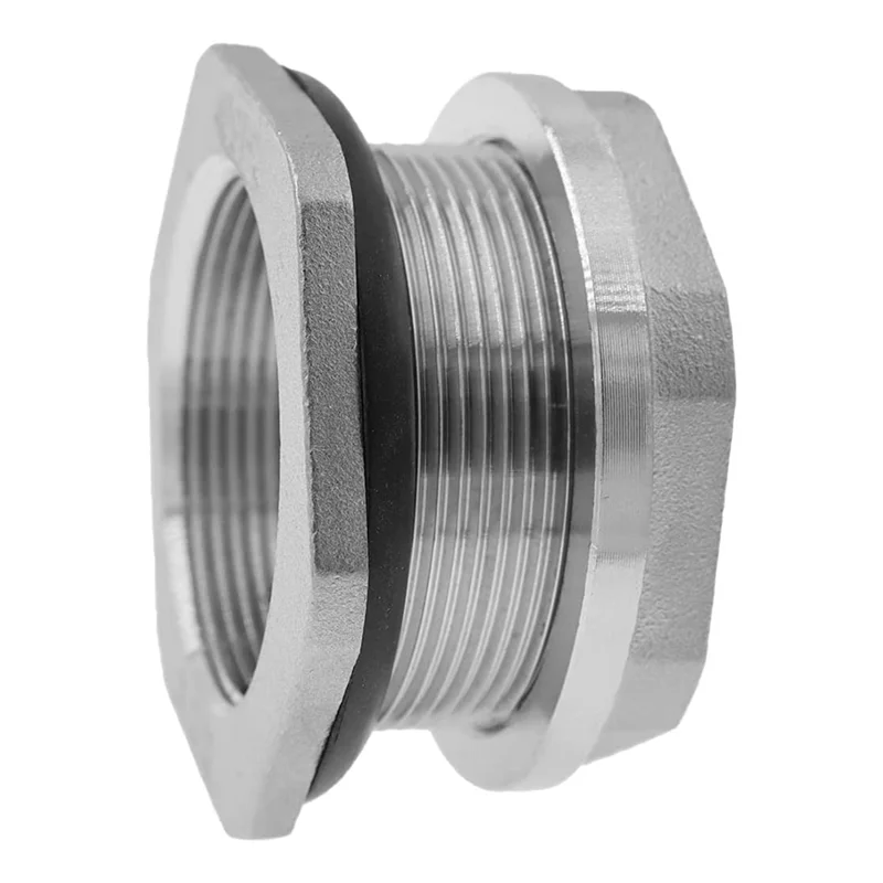 

T02C!Water Tank Connector SUS304 Stainless Steel Thru-Bulk Fitting For Rain Barrels,Aquariums 2Inch