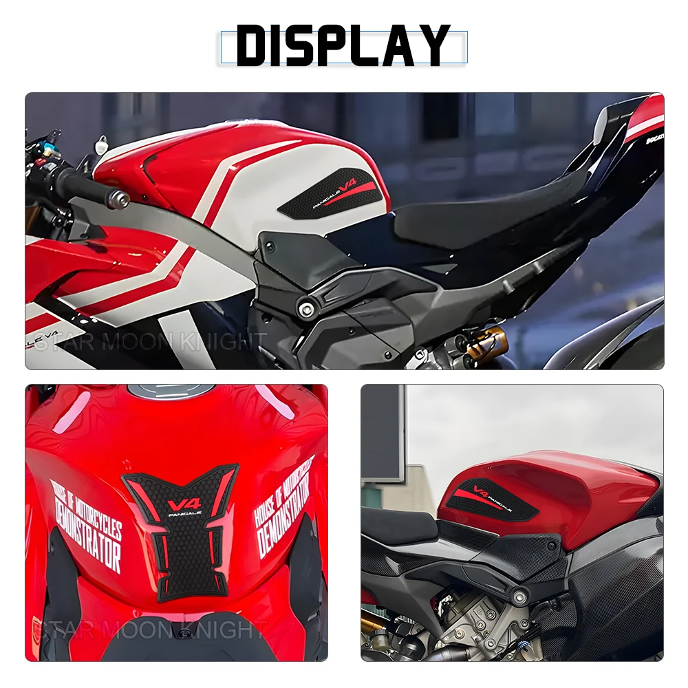 جديد لـ Ducati Panigale V4 Panigale V4S 2025 + قبضة خزان شارات جانبية للدراجات النارية ملحقات وسادة خزان مضادة للانزلاق