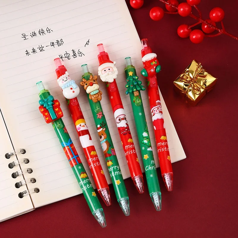 

36pcs/lot Cartoon Christmas Santa Claus Snowman Elk Press Gel Pen Cute 0.5mm Black Ink Signature Pens School Supplies