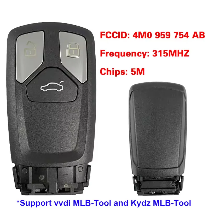 CN 008048   Klucz zdalny 315 MHz OEM 5 M do Audi Q7 przed 2020 MLB-klucz systemowy 3 przyciski PN:4M0 959 754 AB współpracuje z VVDI/KYDZ MLB-Tool