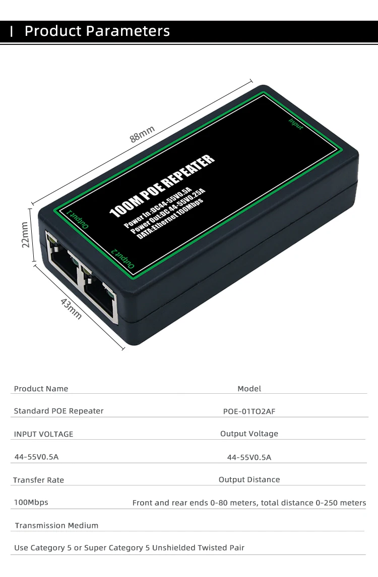 Imagem -03 - Poe Extensor Portas 100mbps 1000mbps Repetidor com Iee 802.3af Padrão Gigaba100 Metros Extensor Poe para Nvr ip Câmera