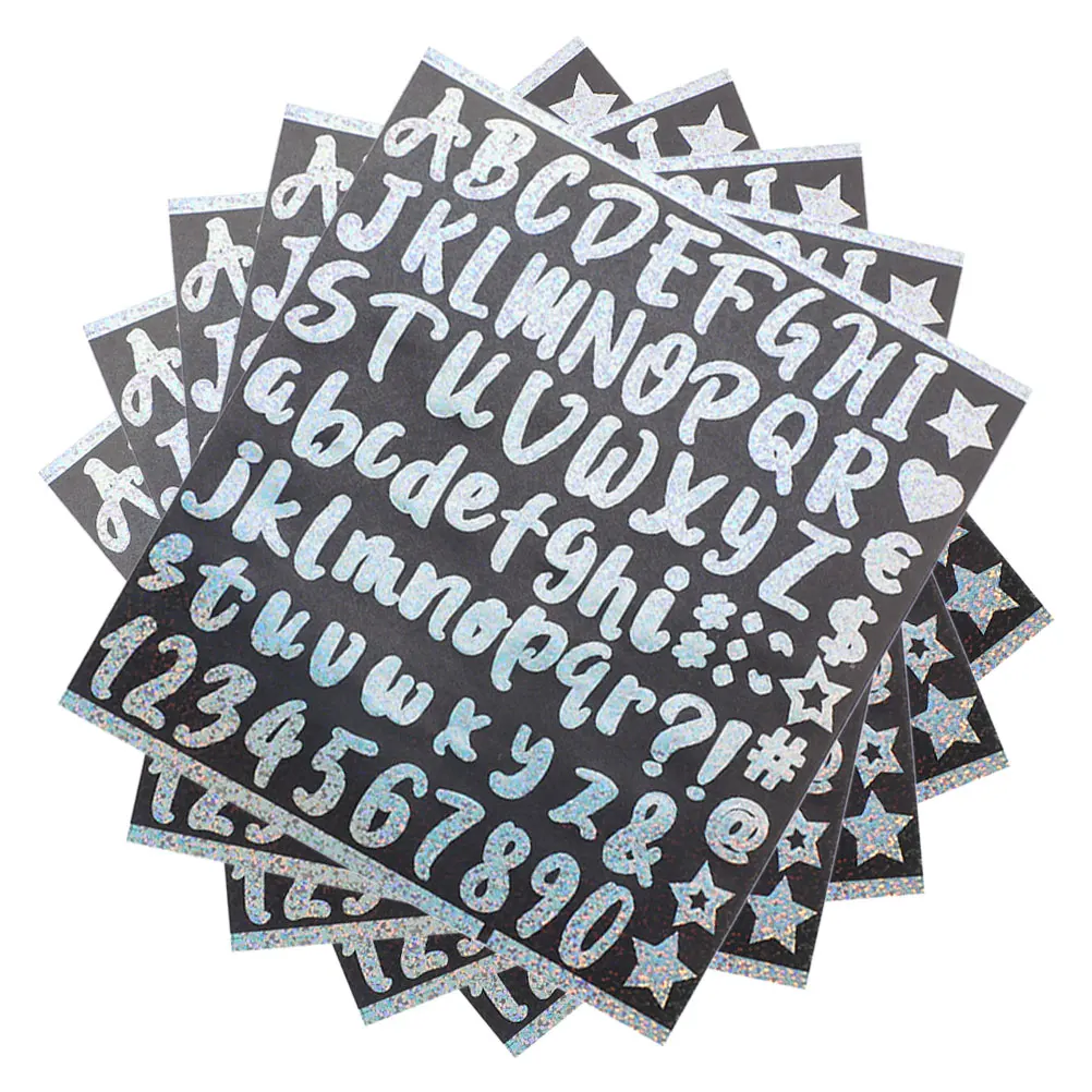 

5 Sheets Inch Rainbow DIY Laser Alphabet Scrapbook Letter Stickers Number Stickers Scrapbooking Adhesive Letters Decals Flash
