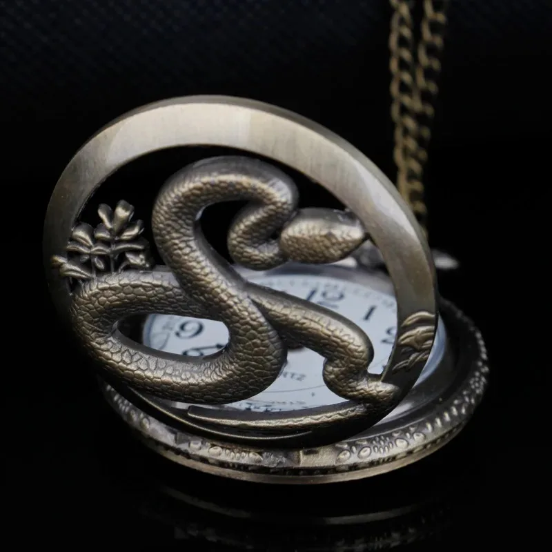 독 뱀 중공 조각 된 골동품 석영 주머니 시계 빈티지 Fob 체인 목걸이 팔찌 펜던트 시계 남자 최고의 선물