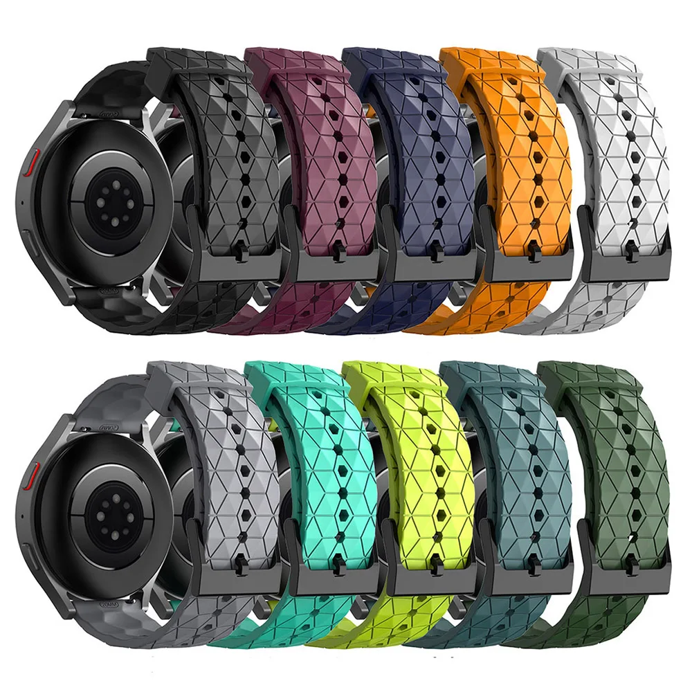 20mm 22mm Silicone Strap For Samsung Galaxy Watch 6/5/4 Active 2 Gear S3 Football Pattern Band For Huawei/Huami Amazfit