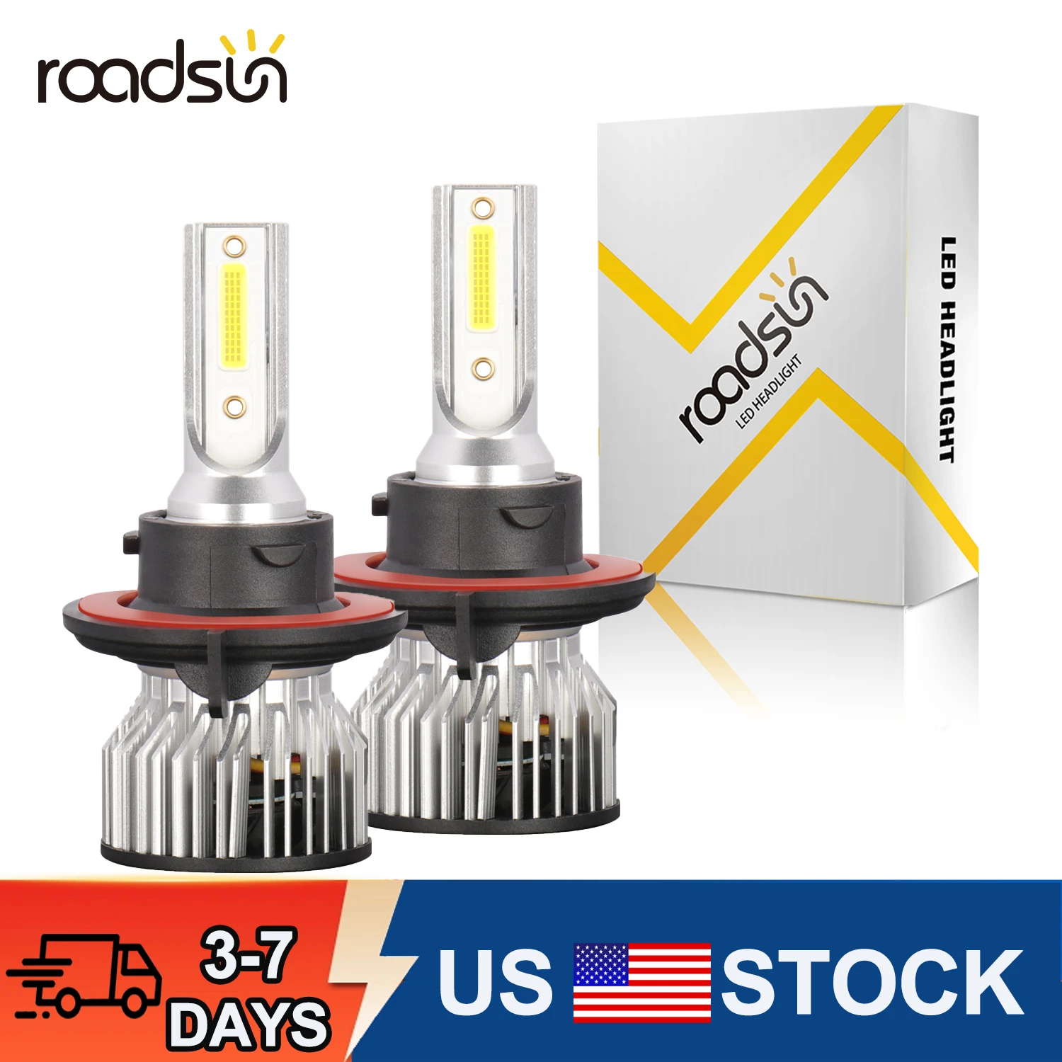 Roadsun 2PCS Turbo Fan 9008 LED Headlight Bulbs H13 LED Headlights Canbus 120W 20000LM Super Bright 6000k White COB Chips Car Headlights