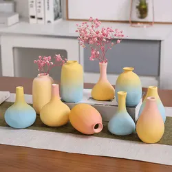 Frosted Simple Ceramic Small Vase Gradient Color Desktop Dried Flower Arrangement Vase Atmosphere Decoration Ornaments