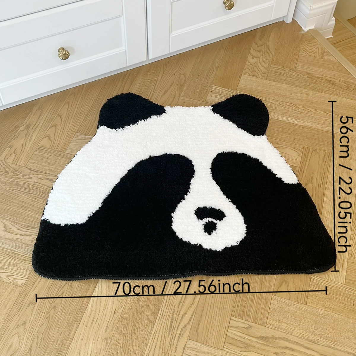 Cute Panda Shaped Tufted Rug Soft Fluffy Non Slip Bath Flocking Mat for Kids Bedroom Living Room Bathroom Decor