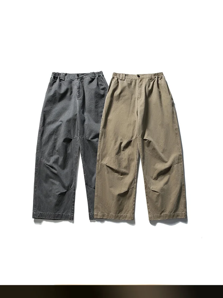 

Мужские повседневные брюки прямого кроя в японском ретро-стиле, осенние новые свободные универсальные рабочие брюки для пар, однотонные