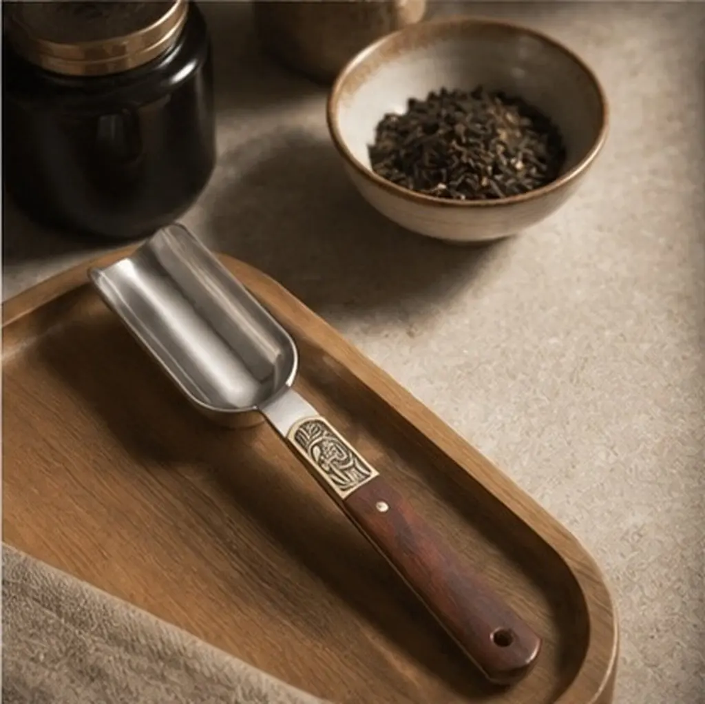 Wood Handle Tea Spoon Vintage Style Metal Scoop for Kitchen Tea Beans Teaspoon Coffee Bean Spoons