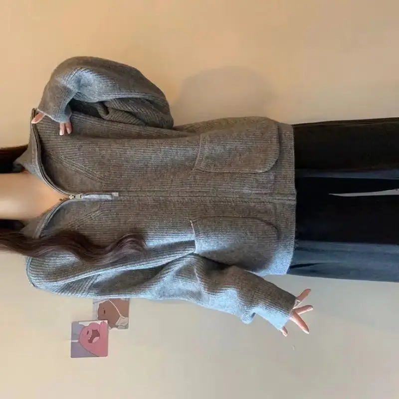 

Новый корейский осенне-зимний кардиган высокого качества, женский свитер, куртка, повседневная элегантная вязаная блузка с длинными рукавами, женский трикотаж, топ