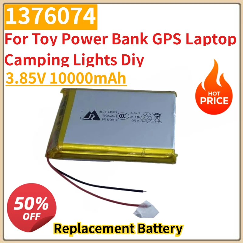 High Quality New 1376074 Replacement Battery 3.85V 10000mAh for Toy Power Bank GPS Laptop Camping Lights Diy