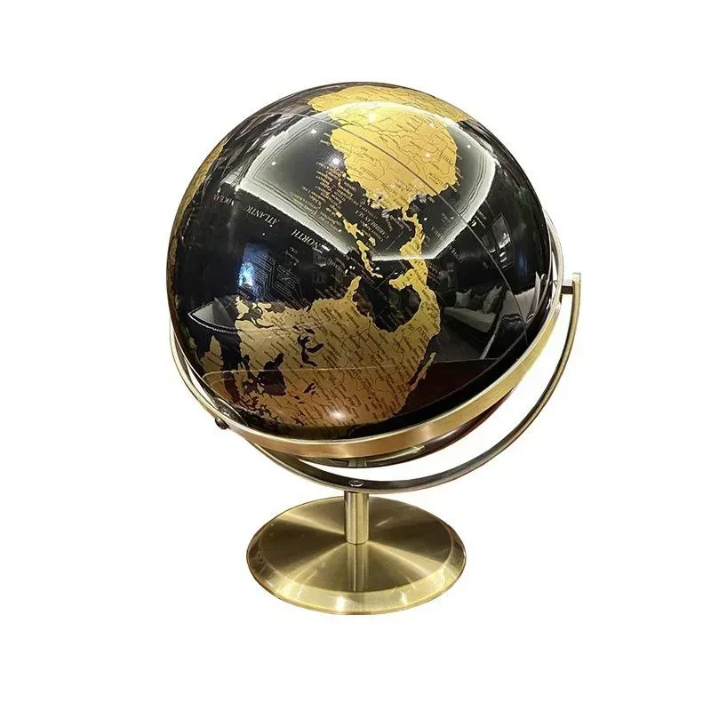 Globe Rotatif Noir et Or de 14/20/23cm, Décoration Britannique de Maison et Bureau, Style Européen, Artisanat Créatif