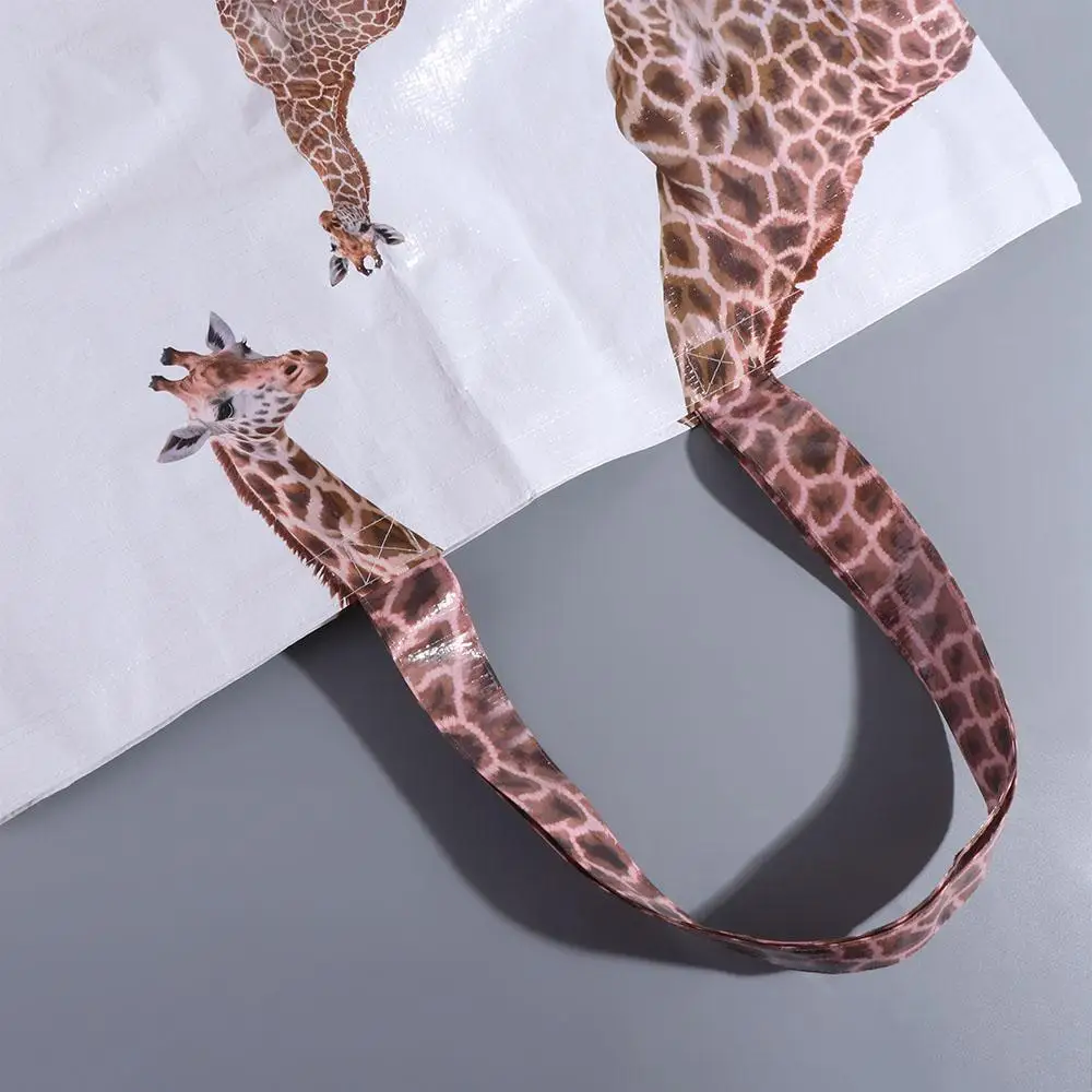 Waterproof Shoulder Pouch Giraffe Shopping Bag Large Capacity Portable Eco Bag Creative Eco-Friendly Woven Bag Women