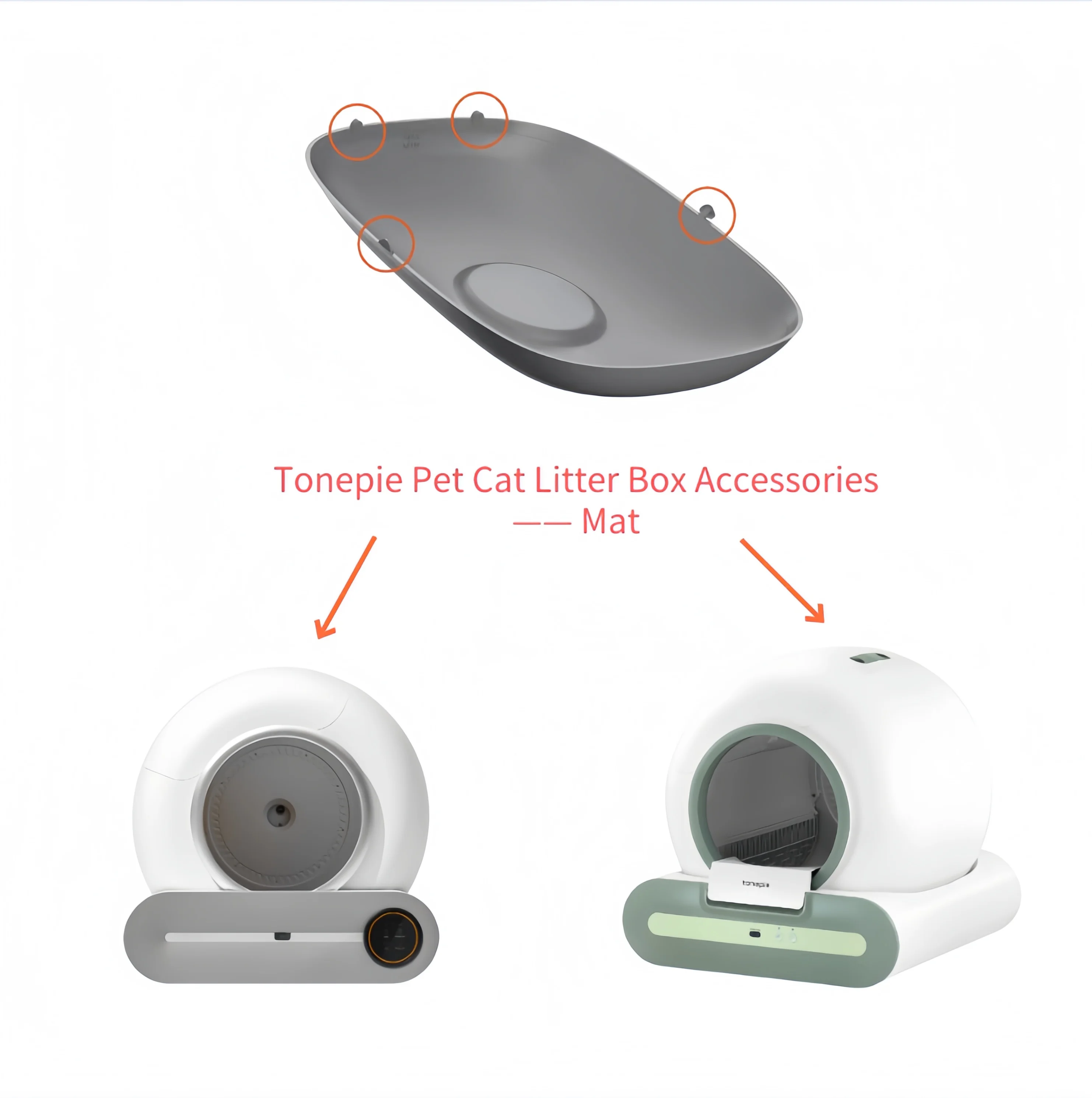 Tonepie Automatic Self-Cleaning Cat Litter Box Accessory Anti-Skid Bottom Tray Replacement Silicone Mat Easy Clean
