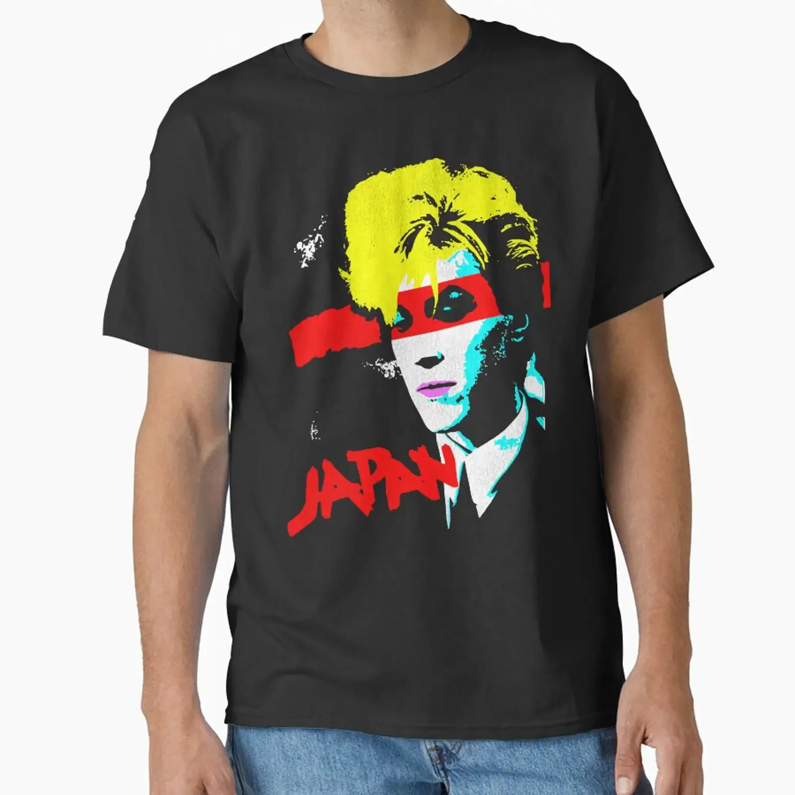 T-shirt unisexe à motif graphique vintage style Pop Art japonais, conçu et vendu par ourkid, pour un usage quotidien, polyvalent