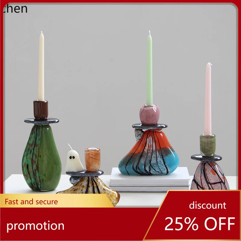 

Zml glass candle holder - creative candlestick ornament for restaurant, minimalist wedding decor, soft decoration