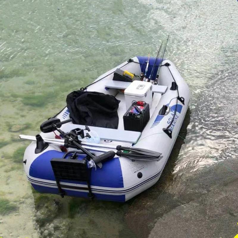 Aufblasbares Angelboot 7,5 Fuß Ruder-Kajak Kanu mit Luftboden und Gratis-Zubehör Schlauchboot