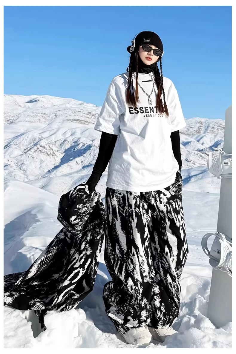 John Snow Unisex Streetwear Graffiti-Print Skijacke & Skihose mit Taped-Seams, Wasserdicht, für Snowboard, Winter, Outdoor, Schneebekleidung – Detail 14