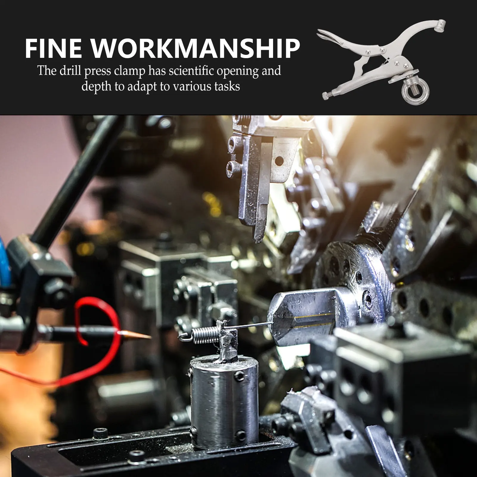 1pc Drill Press Locking Clamp Heavy Duty Carbon Steel Drill Fixing Clip For Durable Workpiece Gripping Pliers Tool