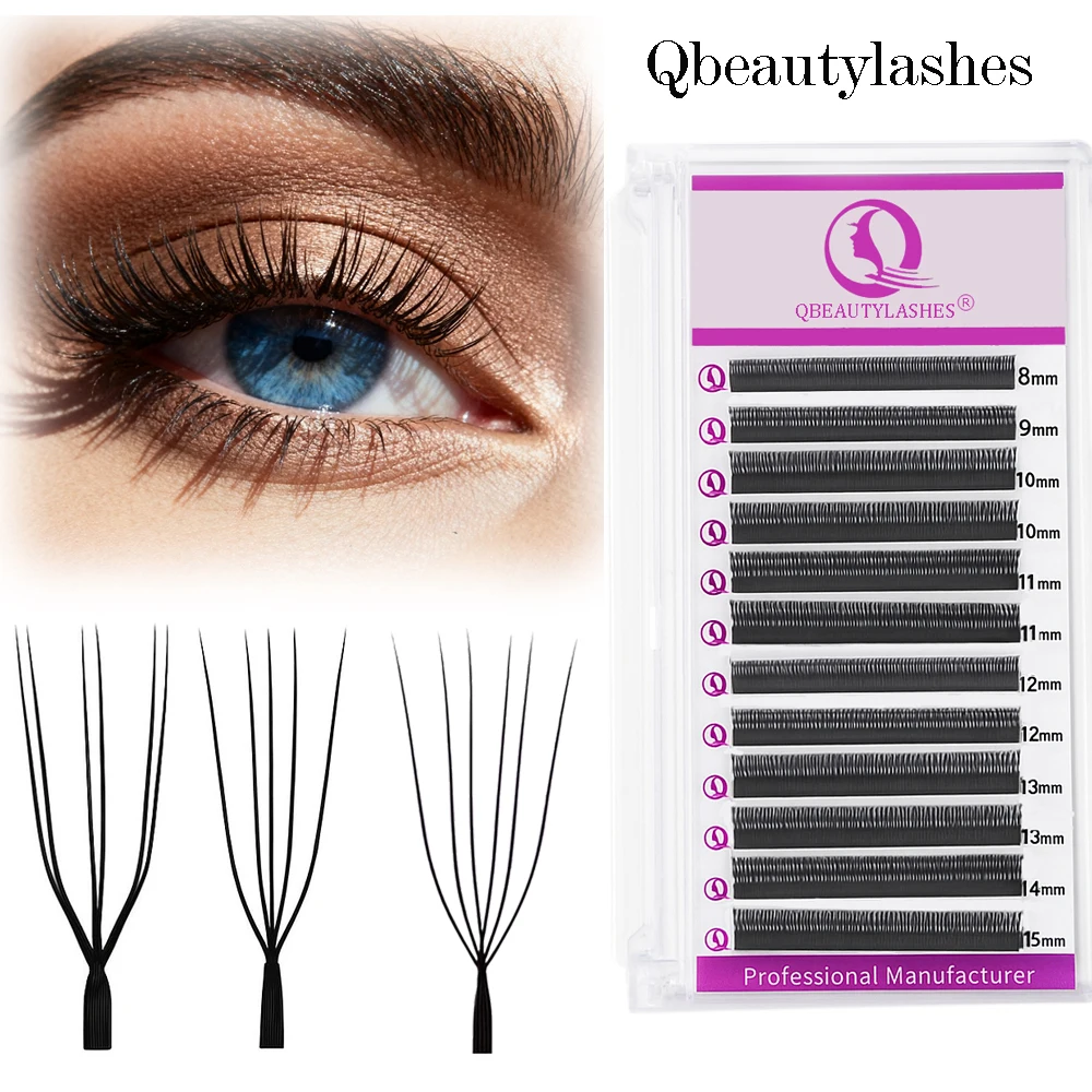 Qbeautylashes Cílios U 5D 6D W-förmige Wimpernverlängerungen, vorgefertigter Fächer, YY Soft Single Lash Extension Großhandel, Make-up-Tools