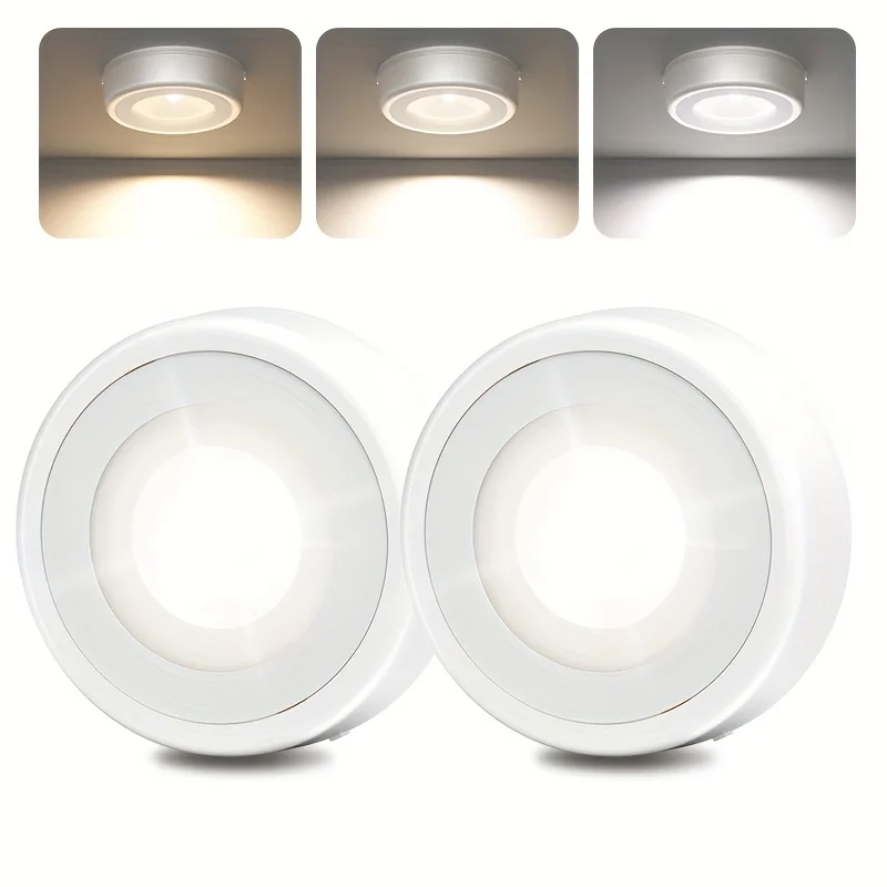 

LED Puck Lights, cordless closet light, Dimmable 3 Colors 500mAh battery Kitchen Hallway Closet Cabinet Lights Touch Sensor（6P）