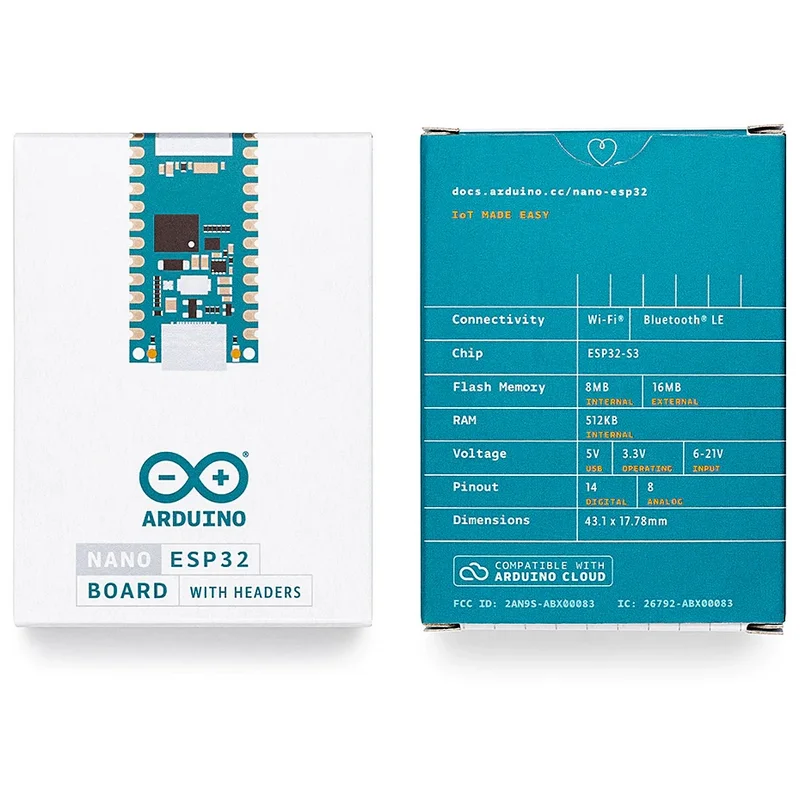 اردوينو نانو ESP32 مع رؤوس ABX00083 u-blox NORA-W106 ESP32-S3 لوحة تطوير مستوردة من إيطاليا أصلية جديدة