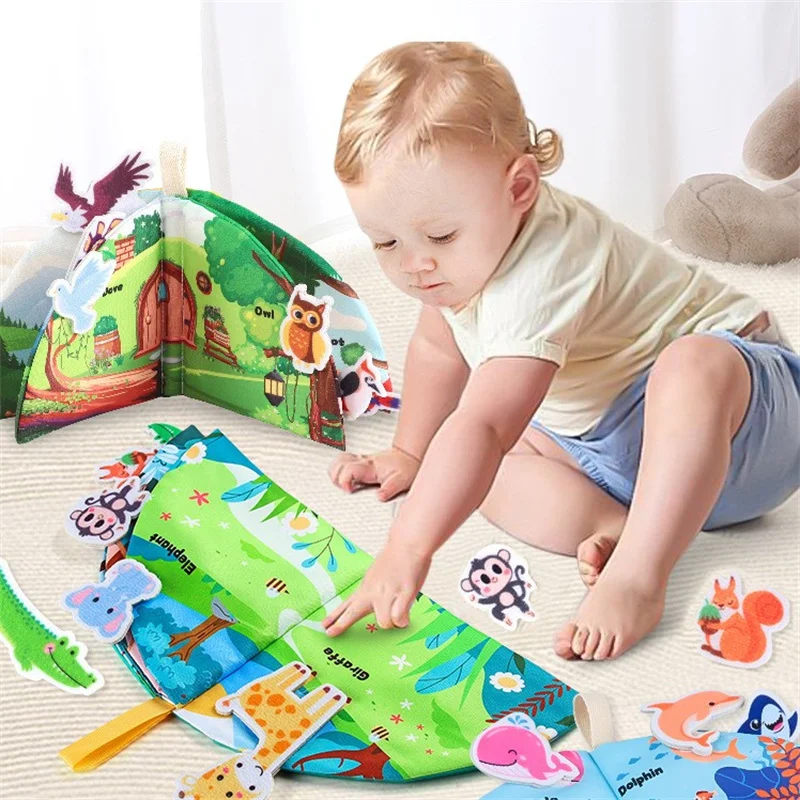 Infant Tear-Resistant Crinkle Cloth Book With Bite-Safe Textures - Early Learning Sensory Toy For 0-12 Months