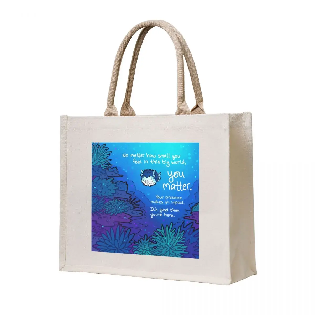 

No Matter How Small You Feel Pufferfish Tote Bag Gift bag custom tote bag free delivery bags Handbags women