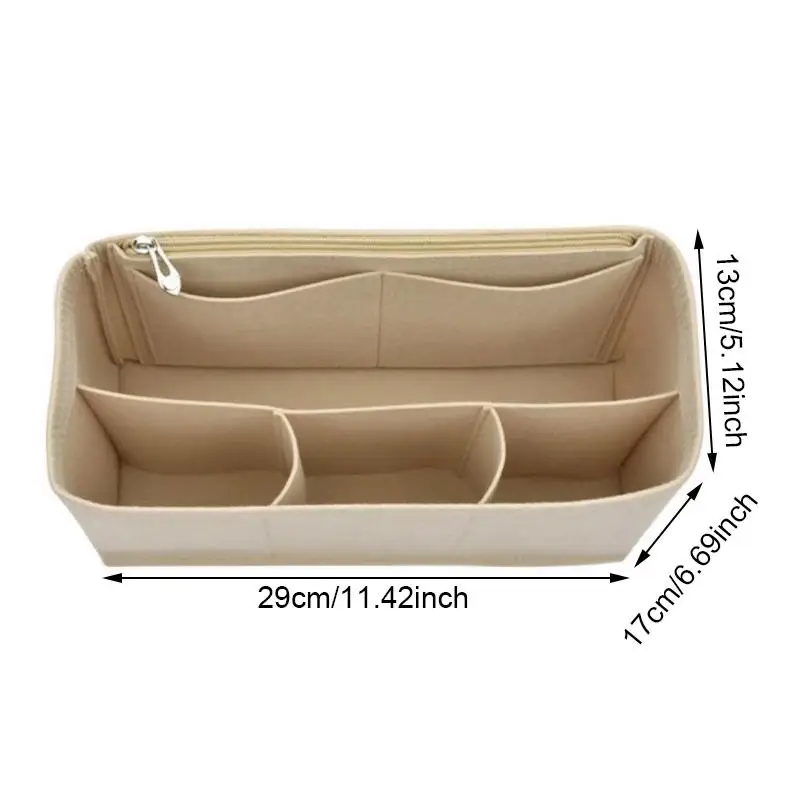

Felt Liner Material Inner Bag Large Capacity Soft Lightweight Purse Ganizer Bags With Zipper Storage Insert Accessory