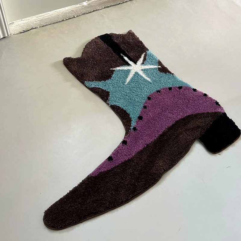 2026 New Cowboy Boot Shaped Tufted Rug, Novelty Fluffy Floor Mat, Soft Decorative Carpet for Entryway Living Room Home Decor