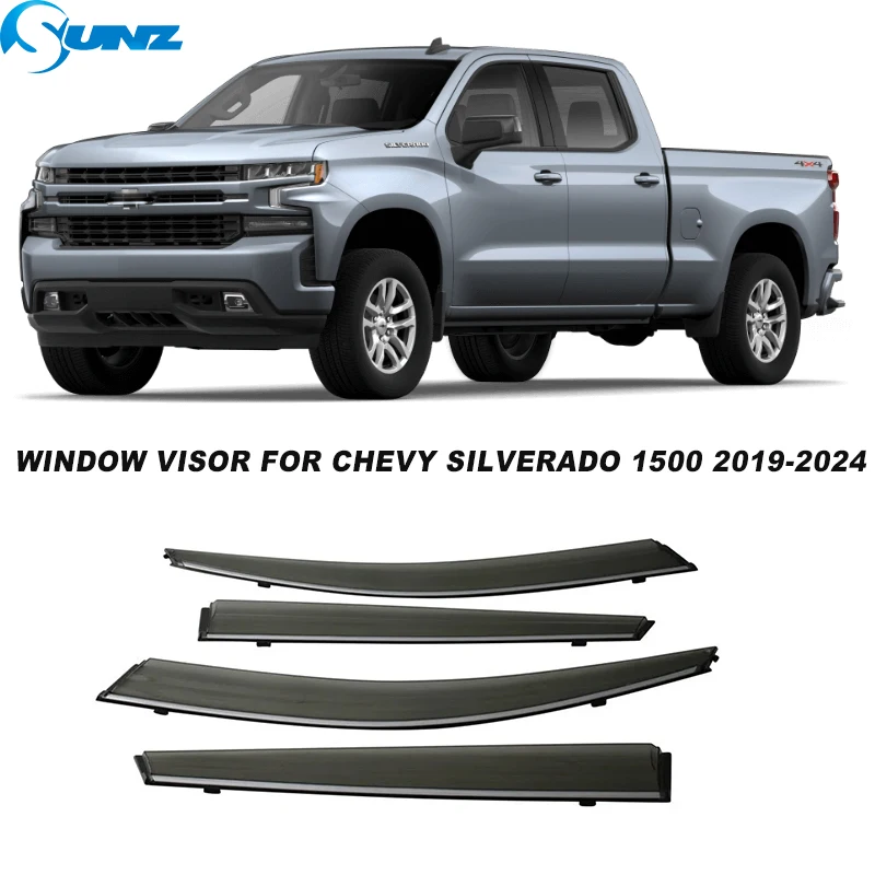 

Window Visor For Chevy Silverado GMC Sierra 1500 2019 2020 2021 2022 2023 2024 Car Side Window Deflector Sun Wind Rain Shield