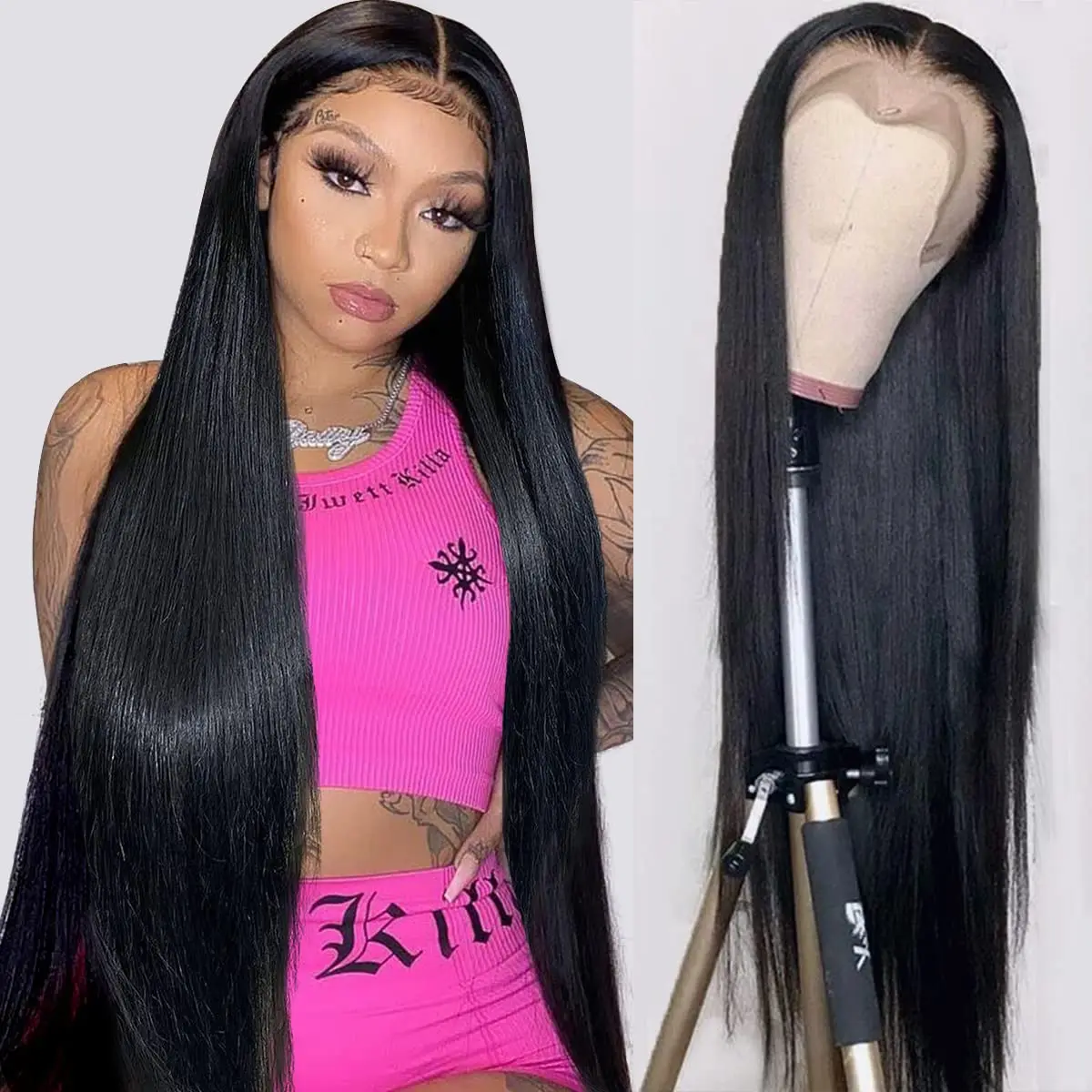 13x6 HD Transparent Lace Front Wig Human Hair Straight Pre Plucked Lace Frontal Wig Glueless Bling Human Hair Wigs