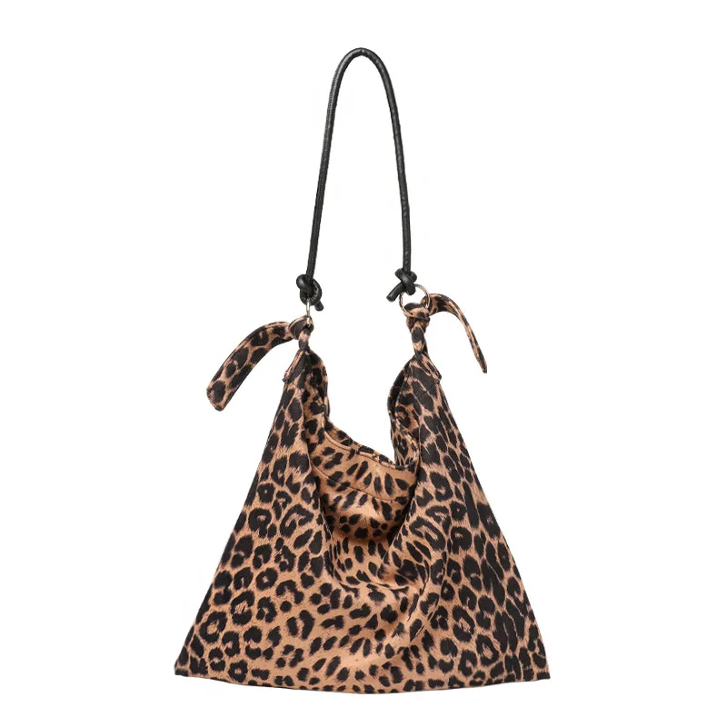 

Fashion Leopard Shoulder Bag Retro Personalized Underarm Canvas Bag Niche Casual Tote Female