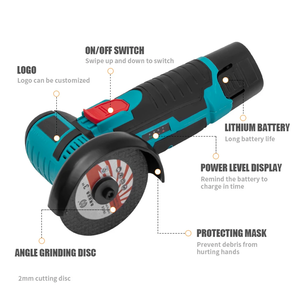 12V Mini Angle Grinder Rechargeable Grinding Tool Polishing Grinding Machine For Cutting Diamond Cordless Power Tools