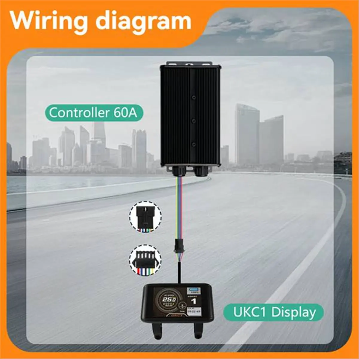 

(ABHW) Комплект бесщеточного контроллера 48В 60В 72В 60А с тремя режимами + дисплей UKC1 для модификации электровелосипедов и самокатов